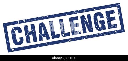 square grunge blue challenge stamp Stock Vector