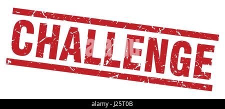 square grunge red challenge stamp Stock Vector