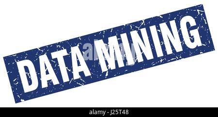 square grunge blue data mining stamp Stock Vector