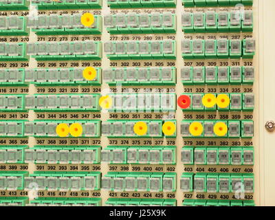 Fibre distribution panel with identification plugs, Australia 2015 Stock Photo