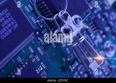 Security technology - lock key, code ... Stock Photo