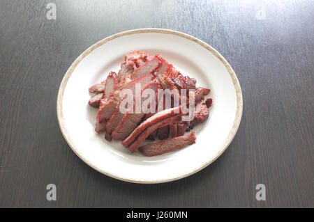 Thai cuisine ,  Moo dang  or Thai Red BBQ Pork Stock Photo