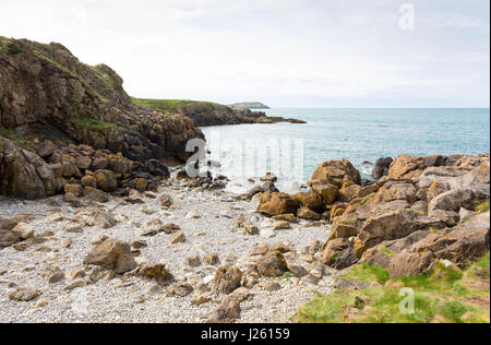 Rocky bay close to Cemaes Bay in Anglesey, North Wales Stock Photo