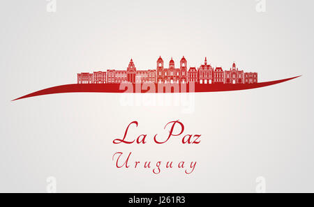 La Paz skyline in red and gray background in editable vector file Stock Photo