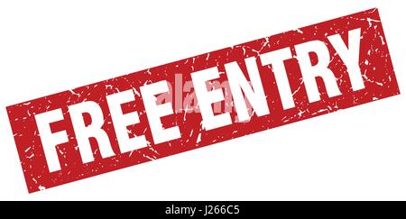 square grunge red free entry stamp Stock Vector