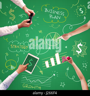 Human hands on the table with good ideas for business Stock Photo