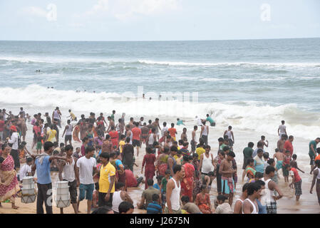 Crowed beach at Puri, Odessa, India Stock Photo