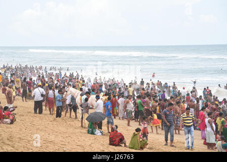 Crowed beach at Puri, Odessa, India Stock Photo