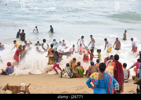 Crowed beach at Puri, Odessa, India Stock Photo