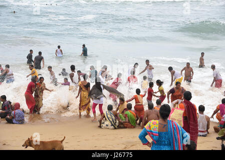 Crowed beach at Puri, Odessa, India Stock Photo