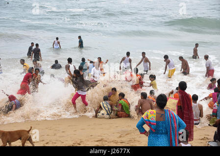 Crowed beach at Puri, Odessa, India Stock Photo