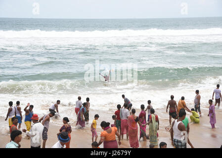 Crowed beach at Puri, Odessa, India Stock Photo