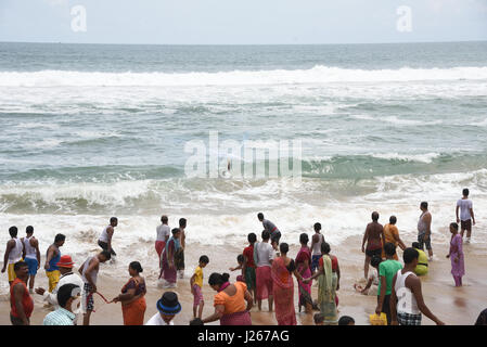 Crowed beach at Puri, Odessa, India Stock Photo