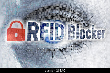 RFID blocker eye with matrix looks at viewer concept Stock Photo - Alamy