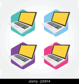 Isometric notebook, laptop design icon illustration Stock Vector