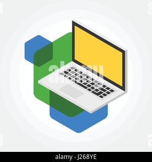 Isometric notebook, laptop design icon illustration Stock Vector