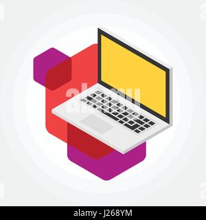 Isometric notebook, laptop design icon illustration Stock Vector