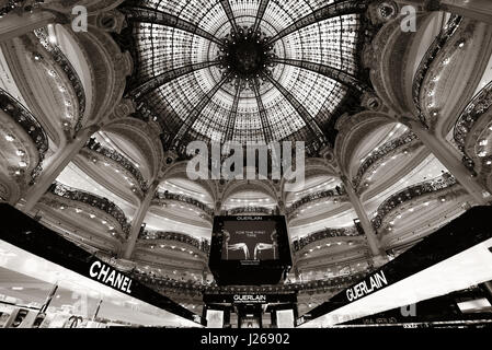 PARIS, FRANCE - MAY 13: Galeries Lafayette interior view on May 13, 2015 Designed by architect Georges Chedanne and as the famous department store, it Stock Photo