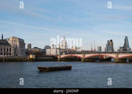 Blackfriars Bridge over the river Thames with the St. Paul's Cathedral in the background, London, England, UK, Europe Stock Photo