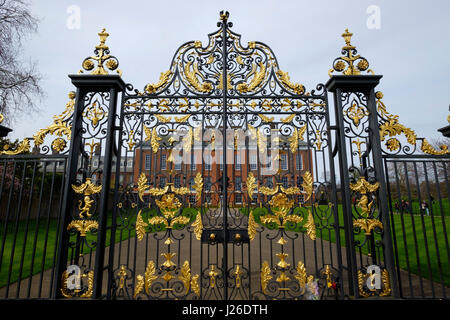 Forged iron gates of Kensington Palace, London, England, UK, Europe Stock Photo