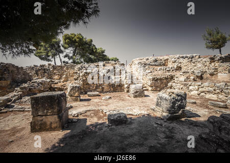 Phaistos site, Crete island, Greece. Ancient ruins of Greek Minoan Palace of Festos in the island of Crete Stock Photo