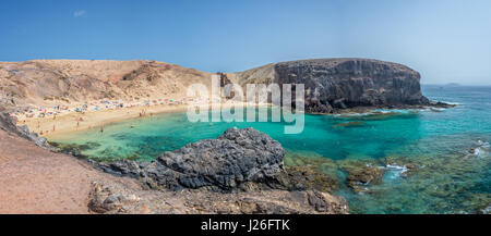 Panorama of Papagayo beach near Playa Blanca, in Lanzarote, Canary Islands, Spain Stock Photo