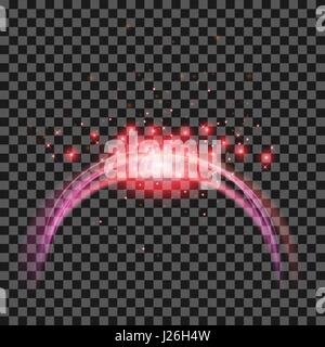 Starry Light Background. Pink Red Glowing Lines Stock Vector