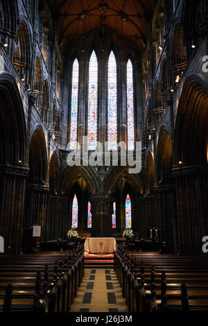 Looking east through the choir to the altar in Glasgow Cathedral, High Kirk, Glasgow. Stock Photo