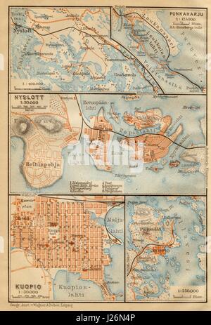 Punkaharju. Savonlinna (Nyslott). Kuopio town/city plan kartta. Finland  1914 map Stock Photo - Alamy