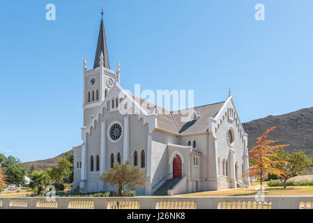 BARRYDALE, SOUTH AFRICA - MARCH 25, 2017: The historic Dutch Reformed Church in Barrydale, a small town on the scenic Route 62 in the Western Cape Pro Stock Photo