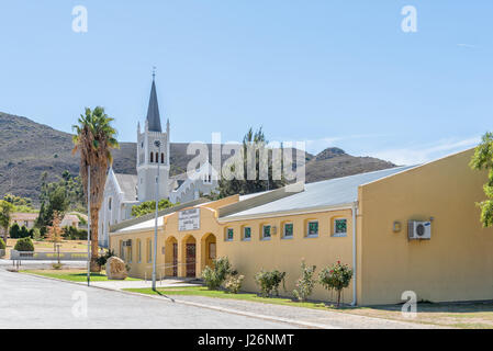 BARRYDALE, SOUTH AFRICA - MARCH 25, 2017: The municipal offices and Dutch Reformed Church in Barrydale, a small town on the scenic Route 62 in the Wes Stock Photo
