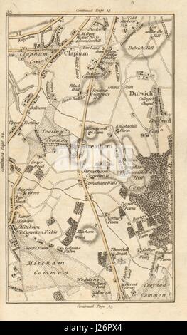 CLAPHAM Streatham Dulwich Tooting Mitcham Croydon Brixton Stockwell 1786 map Stock Photo