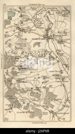 DARTFORD Crayford Bexley Sutton at Hone Farningham Wilmington Swanley 1786 map Stock Photo