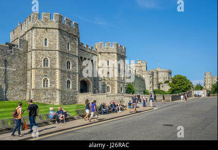 United Kingdom, England, Berkshire, Windsor Castle Lower Ward, view of the Henry VIII Gateway Stock Photo