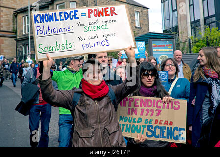 Participants in the March for Science Rally held in Edinburgh on the 22nd April, 2017 as part of the global protest against cuts to science funding. Stock Photo