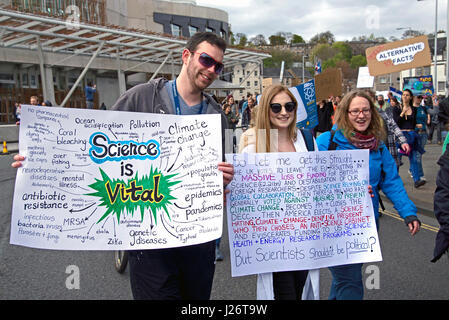 Participants in the March for Science Rally held in Edinburgh on the 22nd April, 2017 as part of the global protest against cuts to science funding. Stock Photo