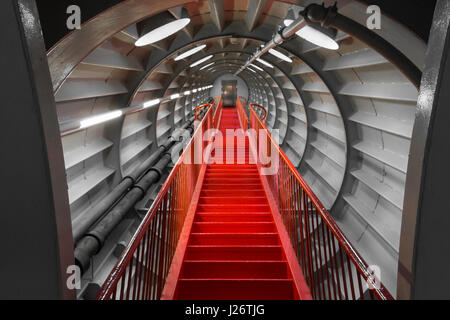 Staircase inside a tube of the Atomium in Brussels Belgium Stock Photo