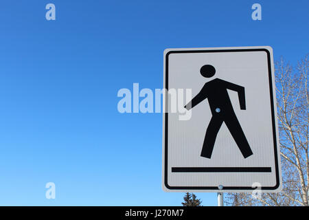 Crosswalk on a White Rectangle Sign Stock Photo