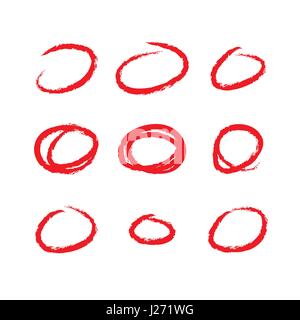 Set of red calendar marks isolated on white Stock Vector