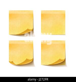 Set of yellow sticky notes isolated on white background Stock Vector