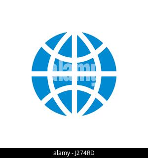 World globe simple blue icon on white Stock Vector