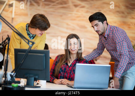 startup business people group working as team to find solution to problem Stock Photo