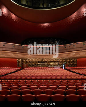 Main auditorium space. National Taichung Theater, Taichung, China. Architect: Toyo Ito , 2016. Stock Photo