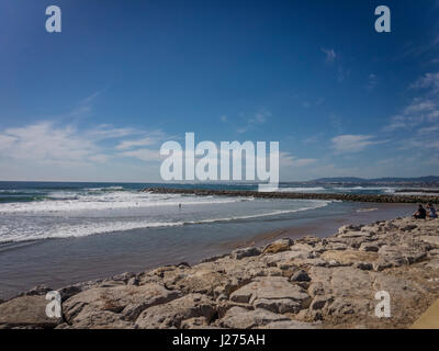 Costa da Caparica, a popular beach resort town near Lisbon, Portugal Stock Photo