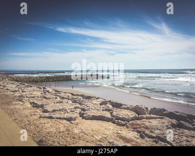 Costa da Caparica, a popular beach resort town near Lisbon, Portugal Stock Photo