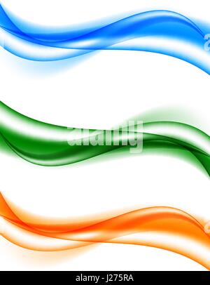 Abstract bright wavy curved lines set Stock Vector