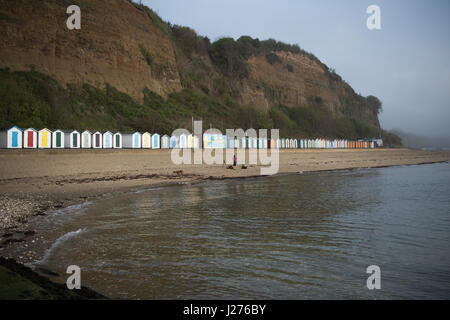 Colourful beach huts, Shanklin Isle of Wight. Stock Photo