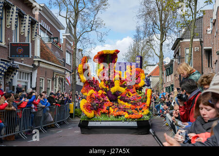 The annual Bloemencorso (Flower Parade) for 2017 was held in the bulb growing area of the Netherlands and showcased a variety of flowers Stock Photo