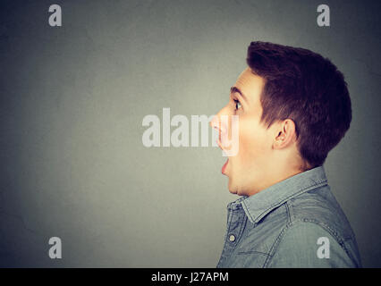 Closeup shocked dazed young man Stock Photo