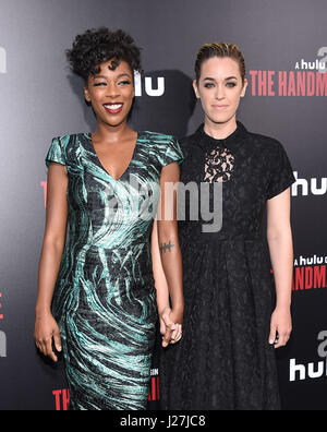 Hollywood, California, USA. 25th Apr, 2017. Samira Wiley and Lauren Morelli arrives for the Hulu's 'The Handmaid's Tale' Los Angeles Premiere at the Cinema Dome. Credit: Lisa O'Connor/ZUMA Wire/Alamy Live News Stock Photo